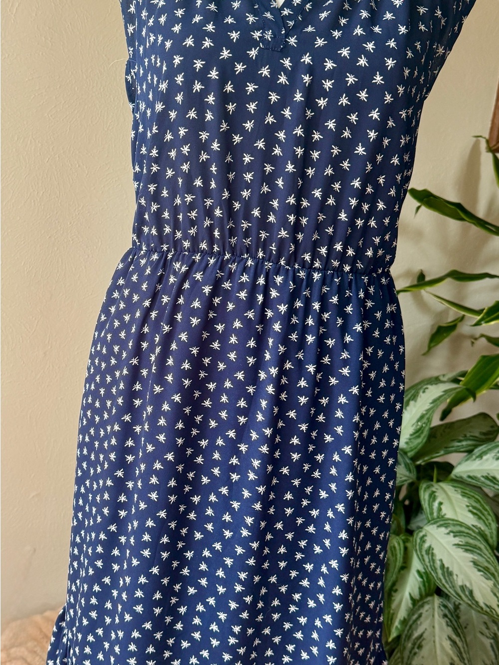 J. Crew Navy Sleeveless Star-Print Dress